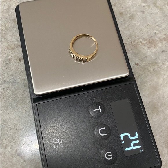 14K YELLOW GOLD GENUINE .36 CTTW ROUND BRILLIANT CUT DIAMOND 2 ROW BAND - Picture 5 of 6